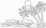 Ilha Coqueiro Sol Sentimentos Indo Barcos Desenhospracolorir sketch template
