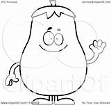 Mascot Waving Eggplant Cartoon Outlined Coloring Vector Thoman Cory Clipart Royalty sketch template