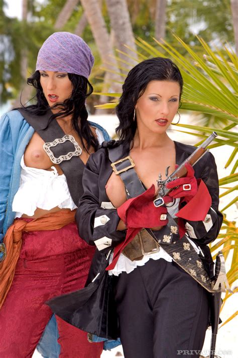 smoking hot babes in sexy pirate costumes slowly gets naked and reveals their luscious boobs and