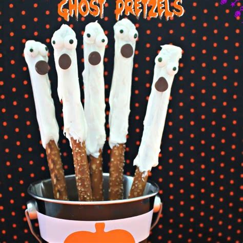 spooky halloween ghost pretzels recipe desserts  pretzel rods white chocolate mini candy