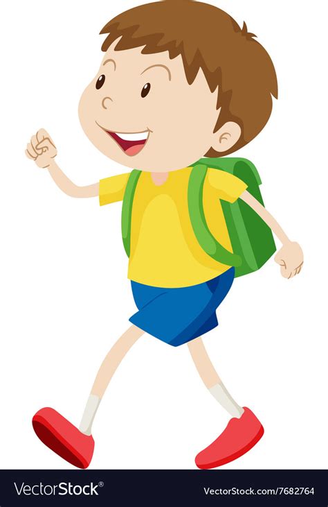 boy  schoolbag walking royalty  vector image