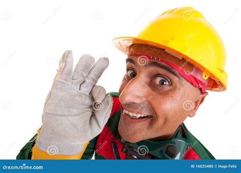 happy construction worker stock photo image