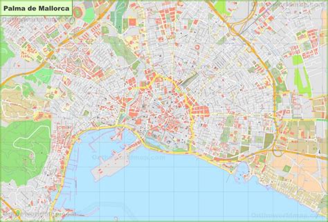 large detailed map  palma de mallorca ontheworldmapcom
