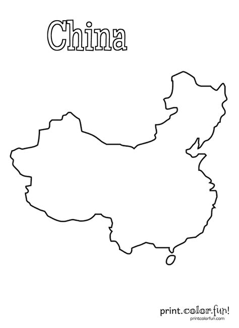 Blank Map Of China Print Color Fun