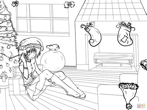 anime christmas scenes  gabriela gogonea coloring page