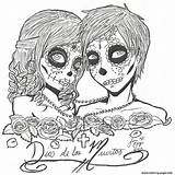 Coloring Couples Skull Pages Sugar Printable sketch template