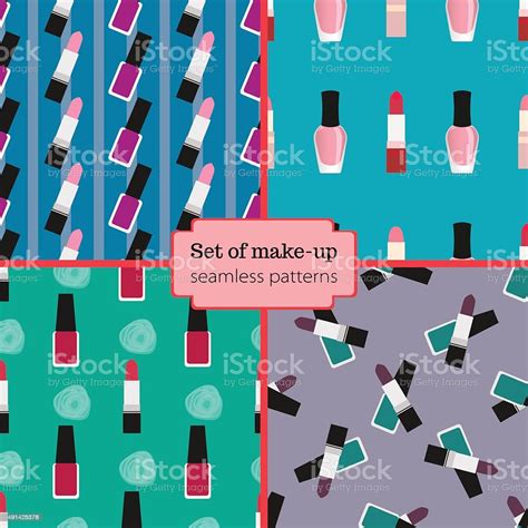 Set Of Seamless Makeup Patterns Stock Illustration Download Image Now