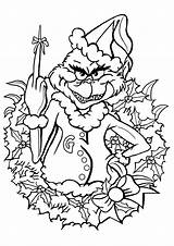 Grinch Scary Wreath Coloring Pages Printable Christmas Kids Cartoon Categories sketch template