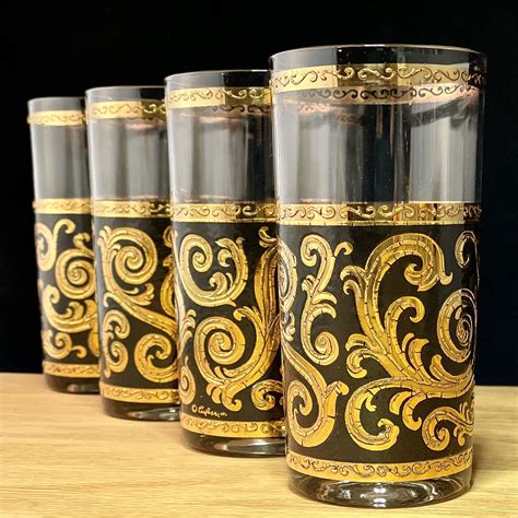 culver ebony baroque black and 22k gold highball glasses raising the bar