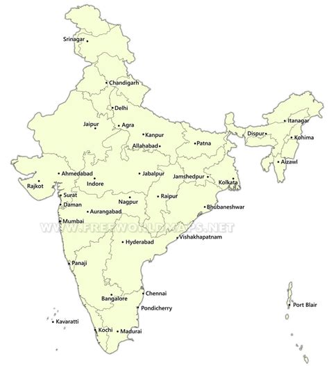 blank political map  india