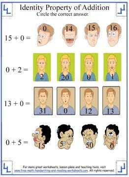 identity property worksheets lesson properties  addition