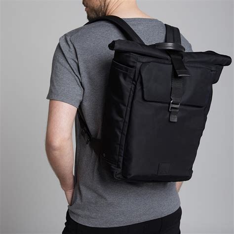 novello roll top laptop backpack  black black hardware knomo