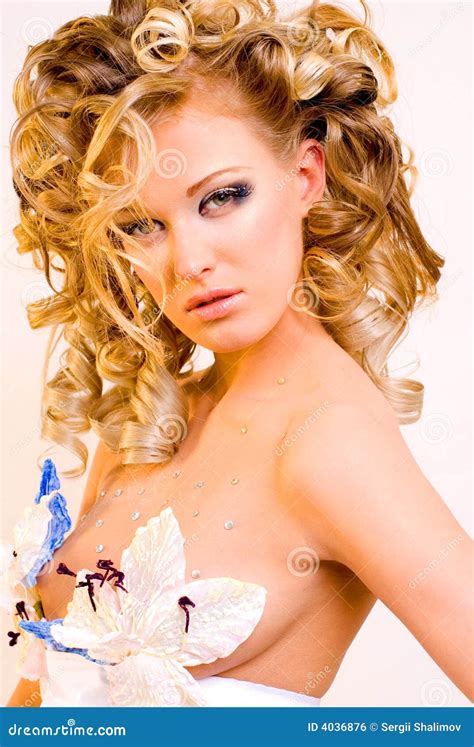 extravagant bride stock photo image  hair eyelashes
