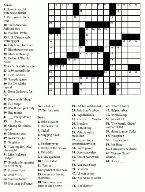 printable crossword puzzles easy  adults  board