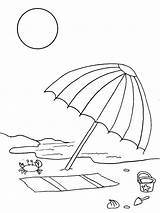 Beach Umbrella Coloring Drawing Kids Summer Pages Season Simple Clipart Printable Cartoon Drawings Print Kid Sketch Holiday Pencil Chair Clip sketch template