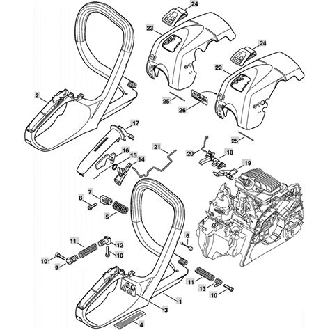 stihl ms  chainsaw msc parts diagram handleframe