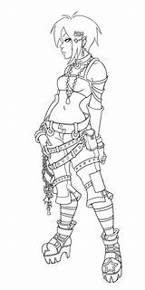 Punk Deviantart Gal Lines Coloring Pages Drawing sketch template