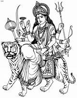 Durga Maa Devi Coloring Sketch Hindu Ji Puja Hinduism Lokomotor Saraswati sketch template