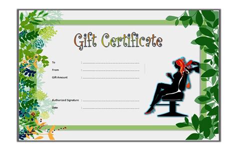 hair salon gift certificate template  printable  gift