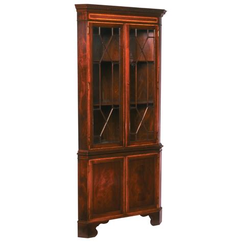 mahogany inlaid corner cabinet