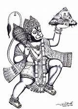 Hanuman Pencil Doddle sketch template