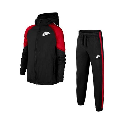 buy nike sportswear woven trainingspak jongens zwart rood  tennis point nl
