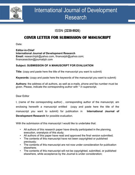 sample cover letter  research paper submission learn  writing