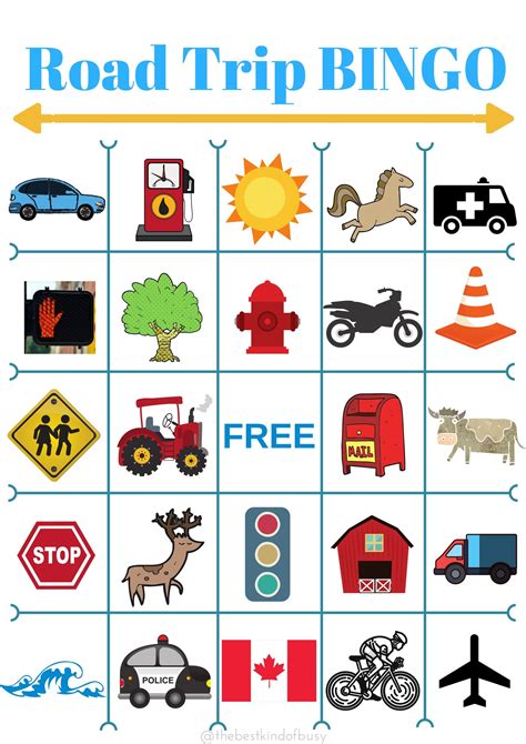 road trip bingo game  filled  pictures
