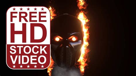 stock  evil villain mask  burning eyes fires  smoke effects  animation