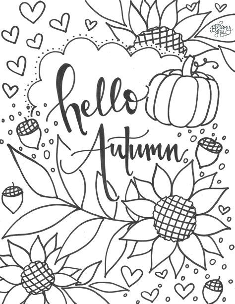happy autumn coloring page printable bethany joy art