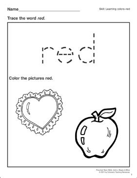 preschool worksheet gallery color red preschool worksheets