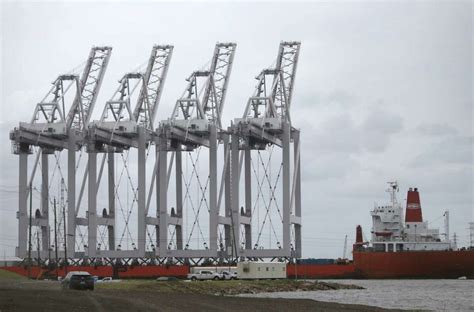 Giant Shipping Cranes From South Korea Arrive At Houston Port