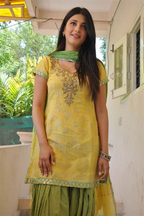 cute actress shruti hassan in yellow shirt and green patiala salwar tollywood girls online