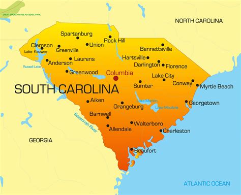 south carolina map guide   world