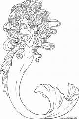 Coloriage Sirene Elegante Imprimé sketch template