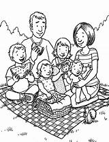 Picnic Coloring Family Pages Holiday Netart sketch template