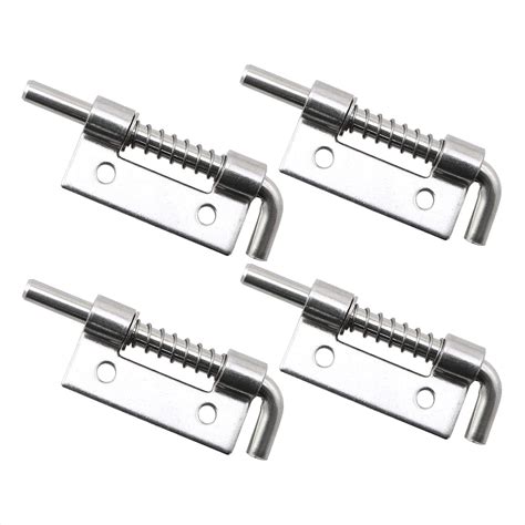 Zrmande 4pcs 304 Stainless Steel Flat Pin Hinge Spring Latch Movable