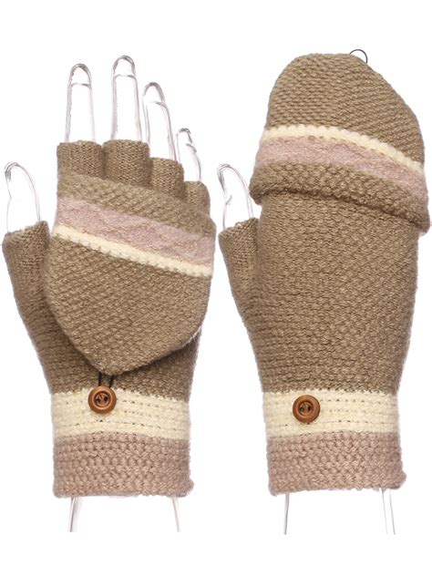 emmalise women winter fingerless holiday mitten knitted gloves foldable flap walmartcom
