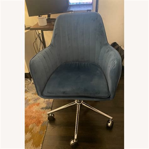 blue velvet office chair aptdeco