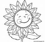 Coloring Sunflower Pages Smiling Kids Simple Drawing Summer Flowers Printable Solstice End Print Easy Sunflowers Sunshine Color Colour Cartoon Flower sketch template