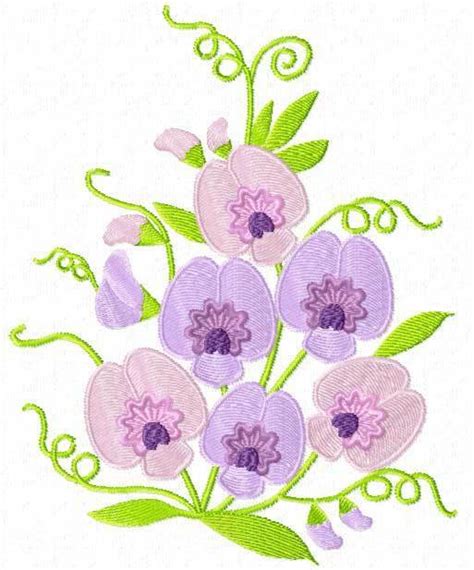 sweet pea flowers 12 machine embroidery designs set ebay