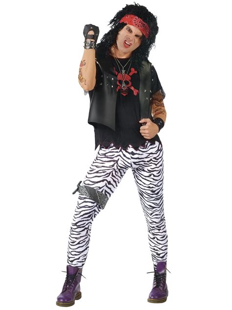 unisex 80s zebra glam rock punk star trousers 1980s fancy dress costume