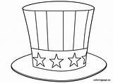 Hat Uncle Sam Coloring Hats July Pages 4th Memorial Printable Patriotic Clipart Craft Kids Preschool Sheets Template Color Cartoon Crafts sketch template