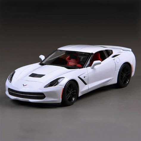 diecast car corvette   white  diecast car metal racing