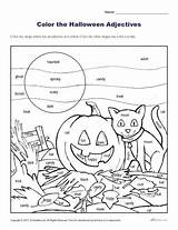 Halloween Adjectives Color Worksheet Coloring Activity Printable Sheets Print Click K12reader sketch template