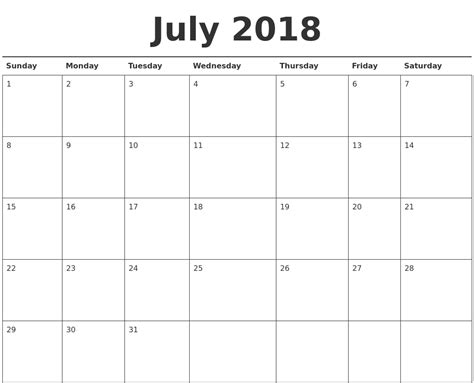 printable july calendar  printable  calendar templates