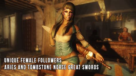 tes v skyrim unique female followers aries and tombstone youtube