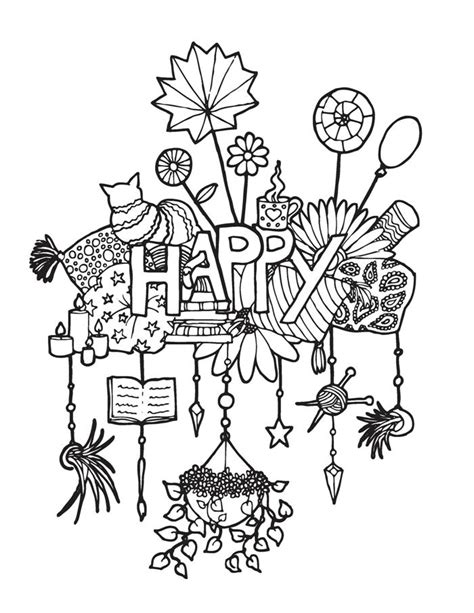 coloring remarkable happy coloring page  adults picture ideas