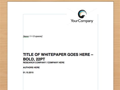 simple whitepaper template   cover page template paper