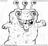 Ugly Alien Walking Clipart Cartoon Coloring Vector Cory Thoman Outlined Royalty sketch template